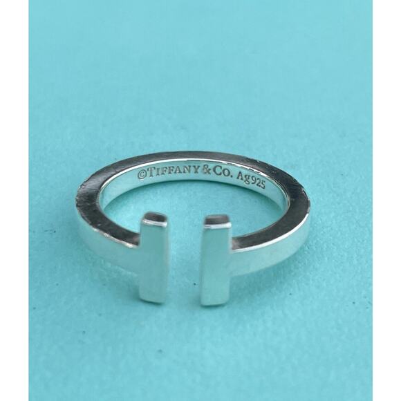 Tiffany & Co. Sterling Silver 925 T Square Stacking Band Ring Sz 7.25 - Picture 2 of 9